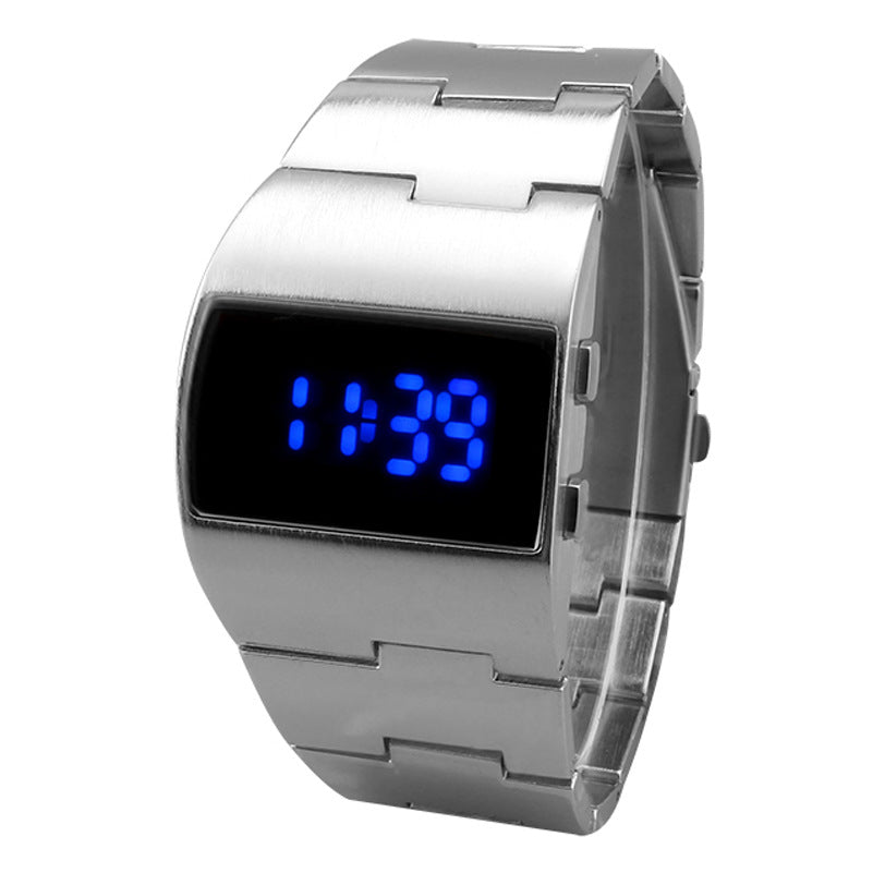 Fashion New Strange Iron Man TADA Men's LED Watch Watch Men's Electronic Watch - Blue light Silver - Men's Watches - Carvan Mart