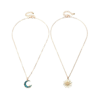 Unique Geometric Pendant Necklace Sun Moon Necklace Pendant Necklaces Jewelry - Carvan Mart