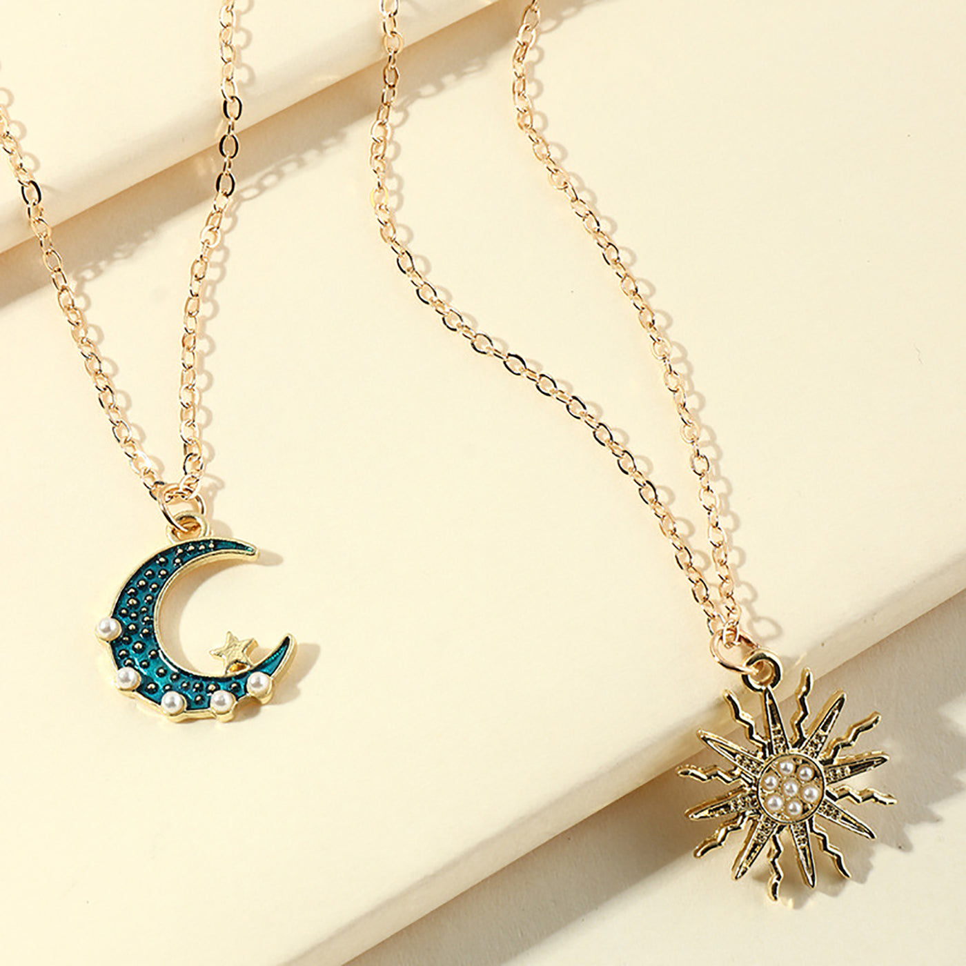 Unique Geometric Pendant Necklace Sun Moon Necklace Pendant Necklaces Jewelry - Carvan Mart