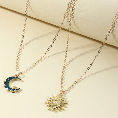 Unique Geometric Pendant Necklace Sun Moon Necklace Pendant Necklaces Jewelry - Carvan Mart