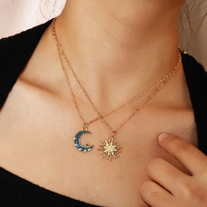 Unique Geometric Pendant Necklace Sun Moon Necklace Pendant Necklaces Jewelry - - Necklaces - Carvan Mart