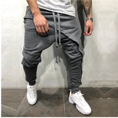 Hip Hop Jogging Pants Slim Casual Sports Drawstring Pants Men - Dark Grey - Men's Pants - Carvan Mart