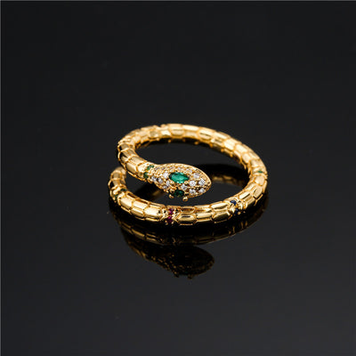 Geometric Opal Stackable Rings Snake Ring Exquisite Shiny Cubic Zirconia Finger Ring - Carvan Mart