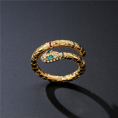 Geometric Opal Stackable Rings Snake Ring Exquisite Shiny Cubic Zirconia Finger Ring - Carvan Mart