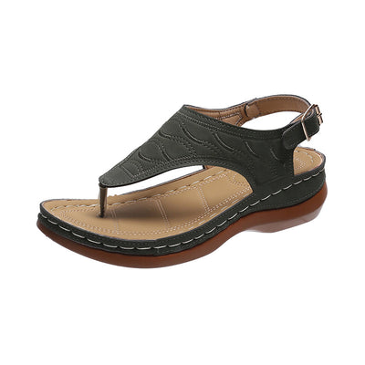 Casual Sandals Women's Wedge Heel Solid Color Flip Flop Sandals - Carvan Mart