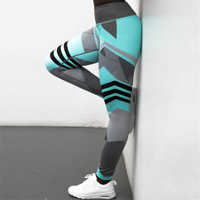 Women's Yoga Pants High Waist Workout Reflective Printed Running Leggings - Carvan Mart