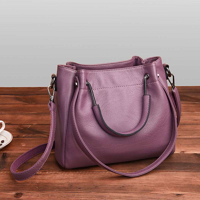 Halo Studded Bucket Handbags Women's Soft Leather Retro Bucket Handbag - Purple - Shoulder Bags - Carvan Mart