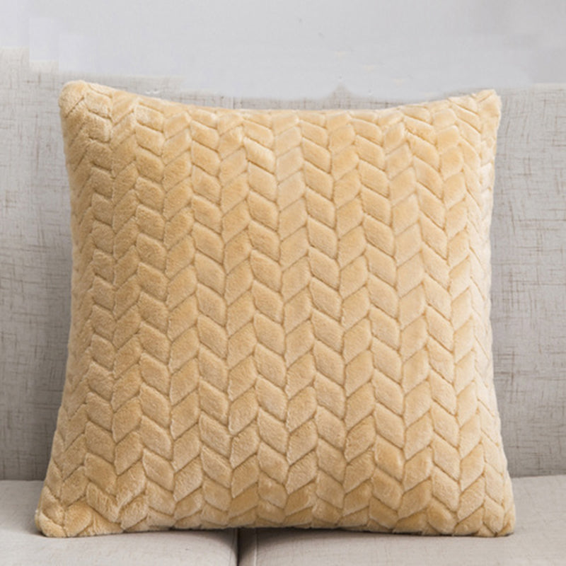 Flannel Solid Color Throw Pillow Cushion Cover Nordic Simple Style - Carvan Mart