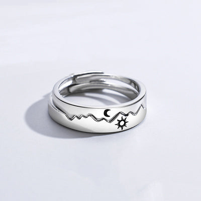 Sun Moon Couple Ring Sterling Silver Light Luxury Niche Design Sense Couple Ring - Carvan Mart