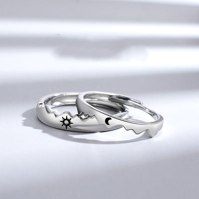 Sun Moon Couple Ring Sterling Silver Light Luxury Niche Design Sense Couple Ring - Carvan Mart