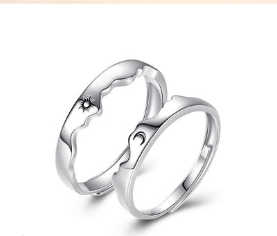 Sun Moon Couple Ring Sterling Silver Light Luxury Niche Design Sense Couple Ring - Carvan Mart