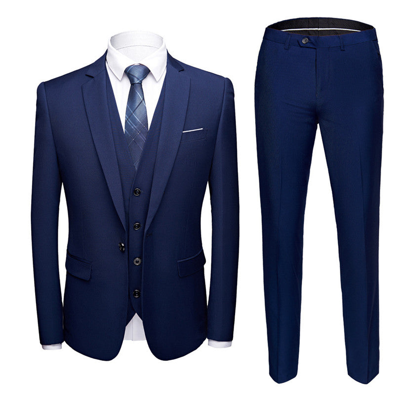 Men's Business Suits Wedding Dress Suit Set - Dark Blue - Men Suits & Sets - Carvan Mart