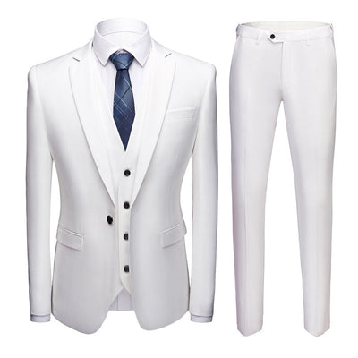 Men's Business Suits Wedding Dress Suit Set - White - Men Suits & Sets - Carvan Mart