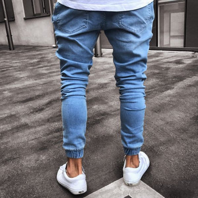 Jeans Men's Explosive Fashion Light Blue Skinny - Carvan Mart