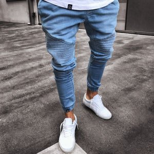 Jeans Men's Explosive Fashion Light Blue Skinny - Carvan Mart