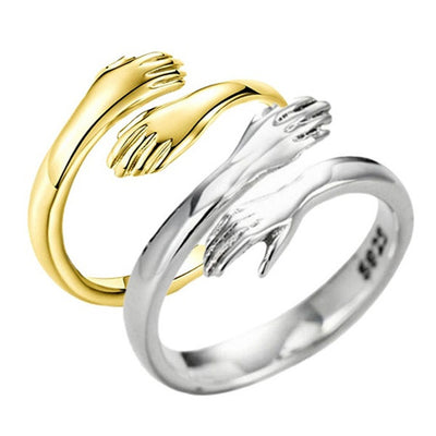 Alloy Simple Hands Hug Ring Opening Adjustable Jewelry - Carvan Mart