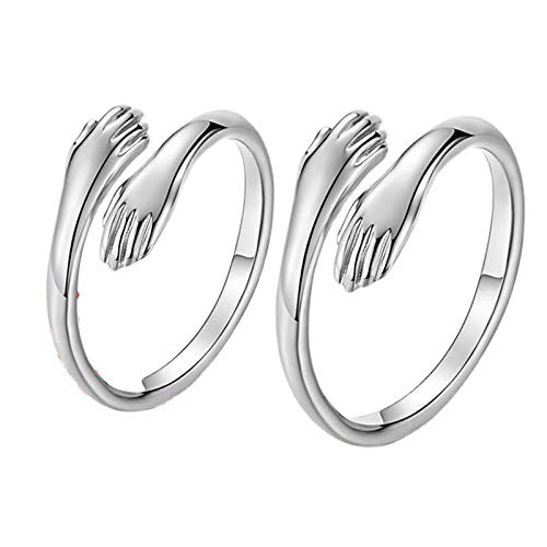 Alloy Simple Hands Hug Ring Opening Adjustable Jewelry - 925sliver 2pc Woman - Women's Rings - Carvan Mart