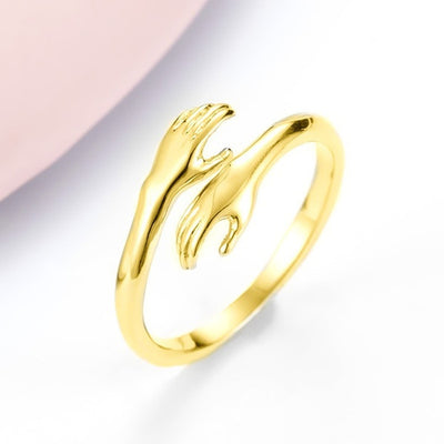 Alloy Simple Hands Hug Ring Opening Adjustable Jewelry - Carvan Mart