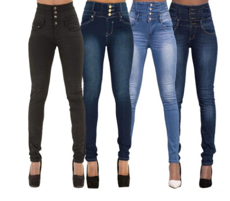 Fashion Elastic High Waist Jeans Women Pencil - Carvan Mart