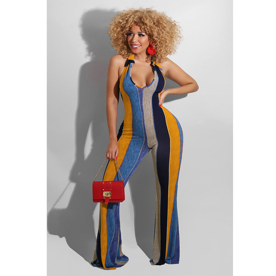 Smocked Waist Wide-Leg Jumpsuit Stand-Alone Cropped Flare Leg Jumpsuit - Carvan Mart