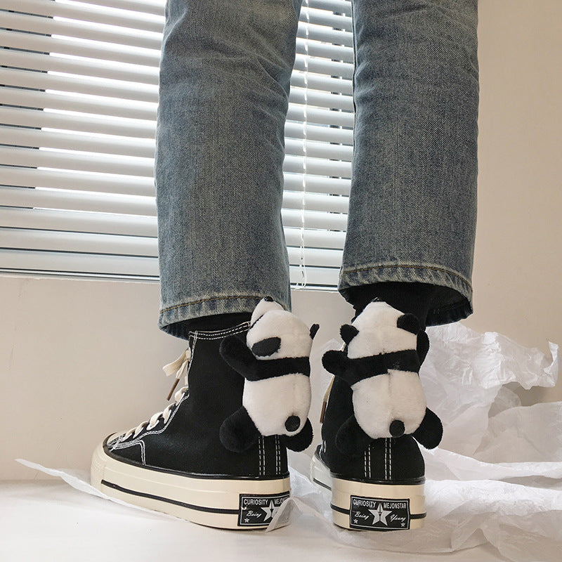 Chuck Taylor All Star Hi-Tops Bear Pendant Replica 1970s Flat Bottom Black Shoes - Carvan Mart