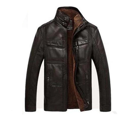 Men's Leather Jackets For Winter Jacket Men And Coats Leather Male Coat For Brand Men's Oblique Zipper Winter Down Biker Jacket - Carvan Mart