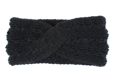 Acrylic Thick Wool Knitted Headband Diagonally Crossed Hair Accessories For Women - Black - Women's Hats & Caps - Carvan Mart