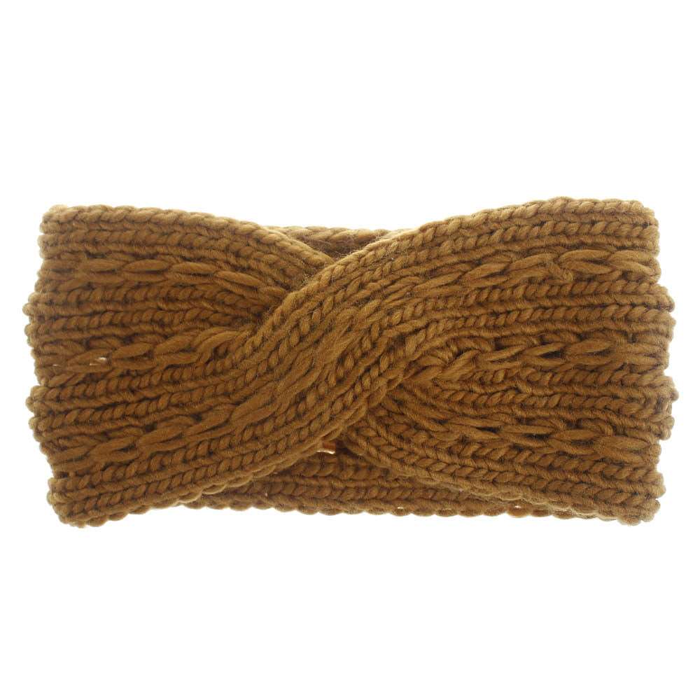 Acrylic Thick Wool Knitted Headband Diagonally Crossed Hair Accessories For Women - Carvan Mart