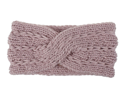 Acrylic Thick Wool Knitted Headband Diagonally Crossed Hair Accessories For Women - Pink - Women's Hats & Caps - Carvan Mart