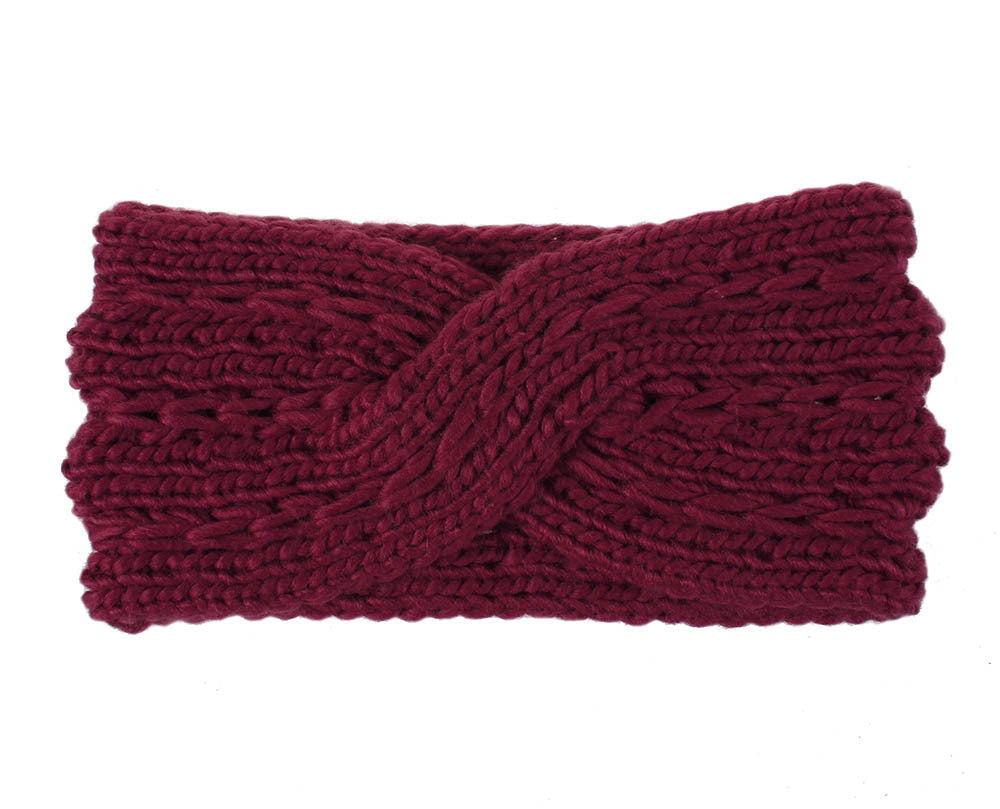 Acrylic Thick Wool Knitted Headband Diagonally Crossed Hair Accessories For Women - Carvan Mart