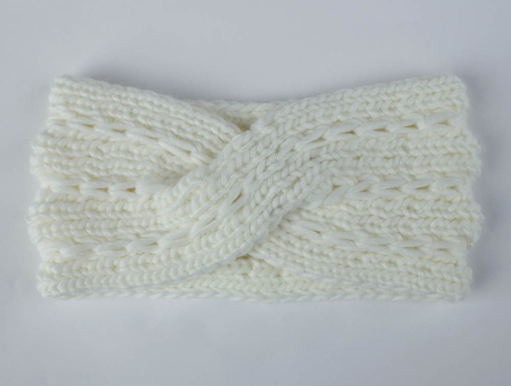 Acrylic Thick Wool Knitted Headband Diagonally Crossed Hair Accessories For Women - Carvan Mart