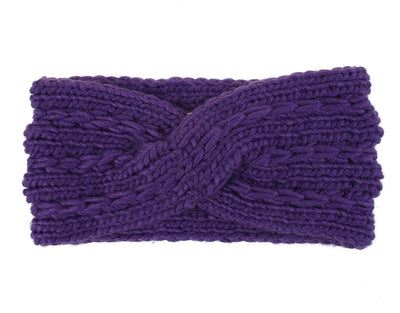 Acrylic Thick Wool Knitted Headband Diagonally Crossed Hair Accessories For Women - Carvan Mart