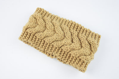 Acrylic Thick Wool Knitted Headband Diagonally Crossed Hair Accessories For Women - Camel - Women's Hats & Caps - Carvan Mart