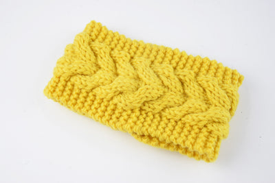 Acrylic Thick Wool Knitted Headband Diagonally Crossed Hair Accessories For Women - Yellow - Women's Hats & Caps - Carvan Mart