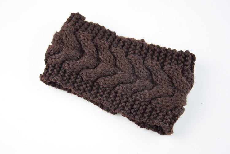 Acrylic Thick Wool Knitted Headband Diagonally Crossed Hair Accessories For Women - Coffee - Women's Hats & Caps - Carvan Mart