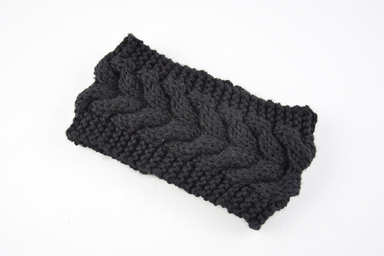 Acrylic Thick Wool Knitted Headband Diagonally Crossed Hair Accessories For Women - 1.Black - Women's Hats & Caps - Carvan Mart