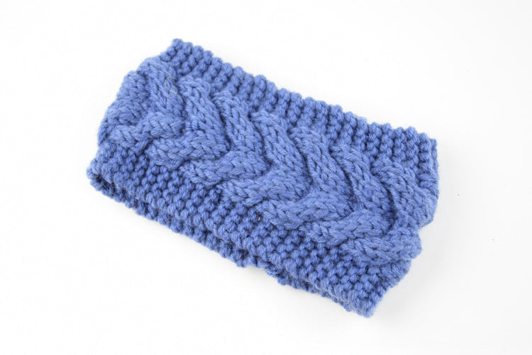 Acrylic Thick Wool Knitted Headband Diagonally Crossed Hair Accessories For Women - Blue - Women's Hats & Caps - Carvan Mart