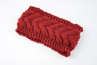 Acrylic Thick Wool Knitted Headband Diagonally Crossed Hair Accessories For Women - Maroon - Women's Hats & Caps - Carvan Mart