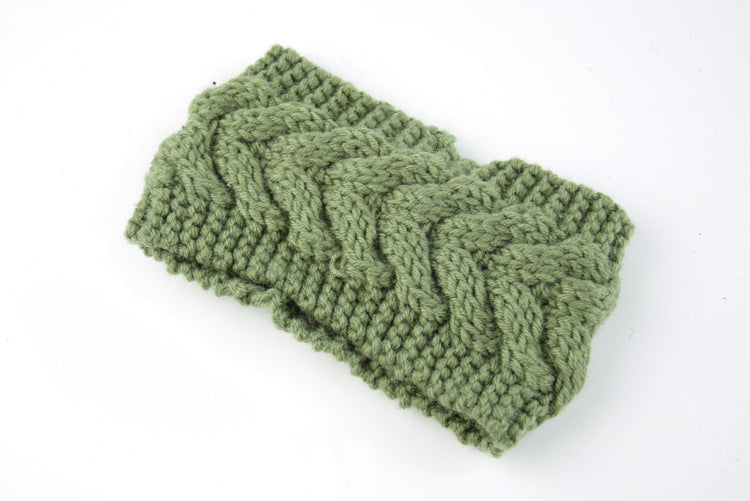 Acrylic Thick Wool Knitted Headband Diagonally Crossed Hair Accessories For Women - Green - Women's Hats & Caps - Carvan Mart