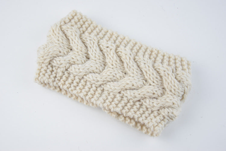 Acrylic Thick Wool Knitted Headband Diagonally Crossed Hair Accessories For Women - 1.Beige - Women's Hats & Caps - Carvan Mart