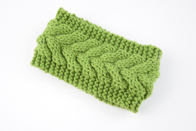 Acrylic Thick Wool Knitted Headband Diagonally Crossed Hair Accessories For Women - Army Green - Women's Hats & Caps - Carvan Mart