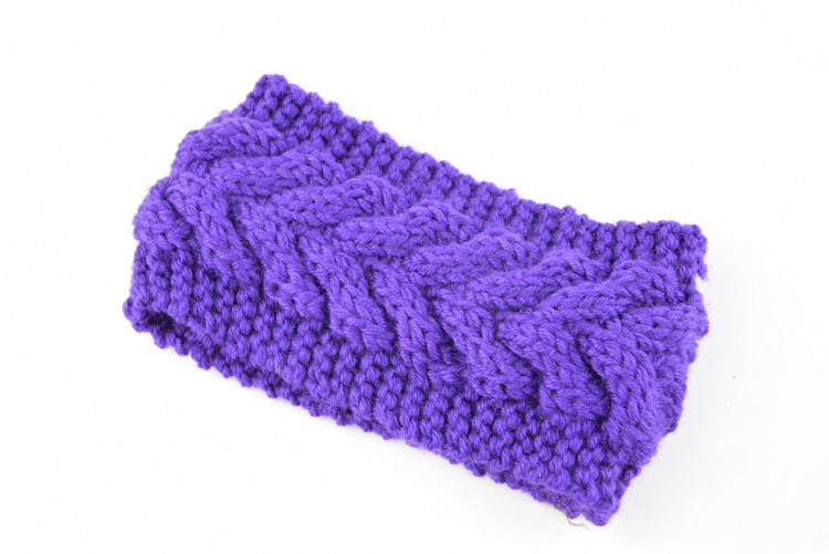 Acrylic Thick Wool Knitted Headband Diagonally Crossed Hair Accessories For Women - Purple - Women's Hats & Caps - Carvan Mart