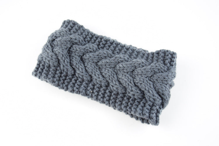 Acrylic Thick Wool Knitted Headband Diagonally Crossed Hair Accessories For Women - Dark Grey - Women's Hats & Caps - Carvan Mart