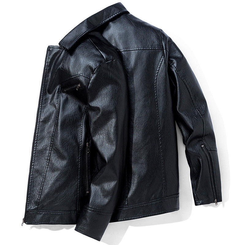 Men's Leather Jackets Leather Suits Thin Washable Leather Jackets - Black - Genuine Leather - Carvan Mart