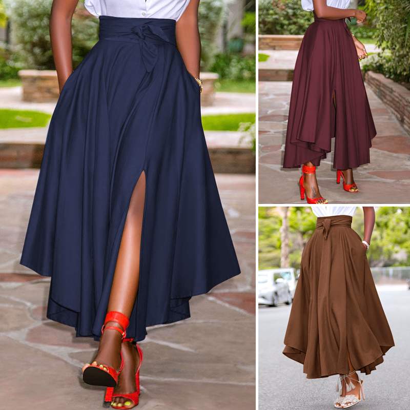 Women Skirts Summer Vintage Zipper Long Maxi Skirts - Carvan Mart Ltd