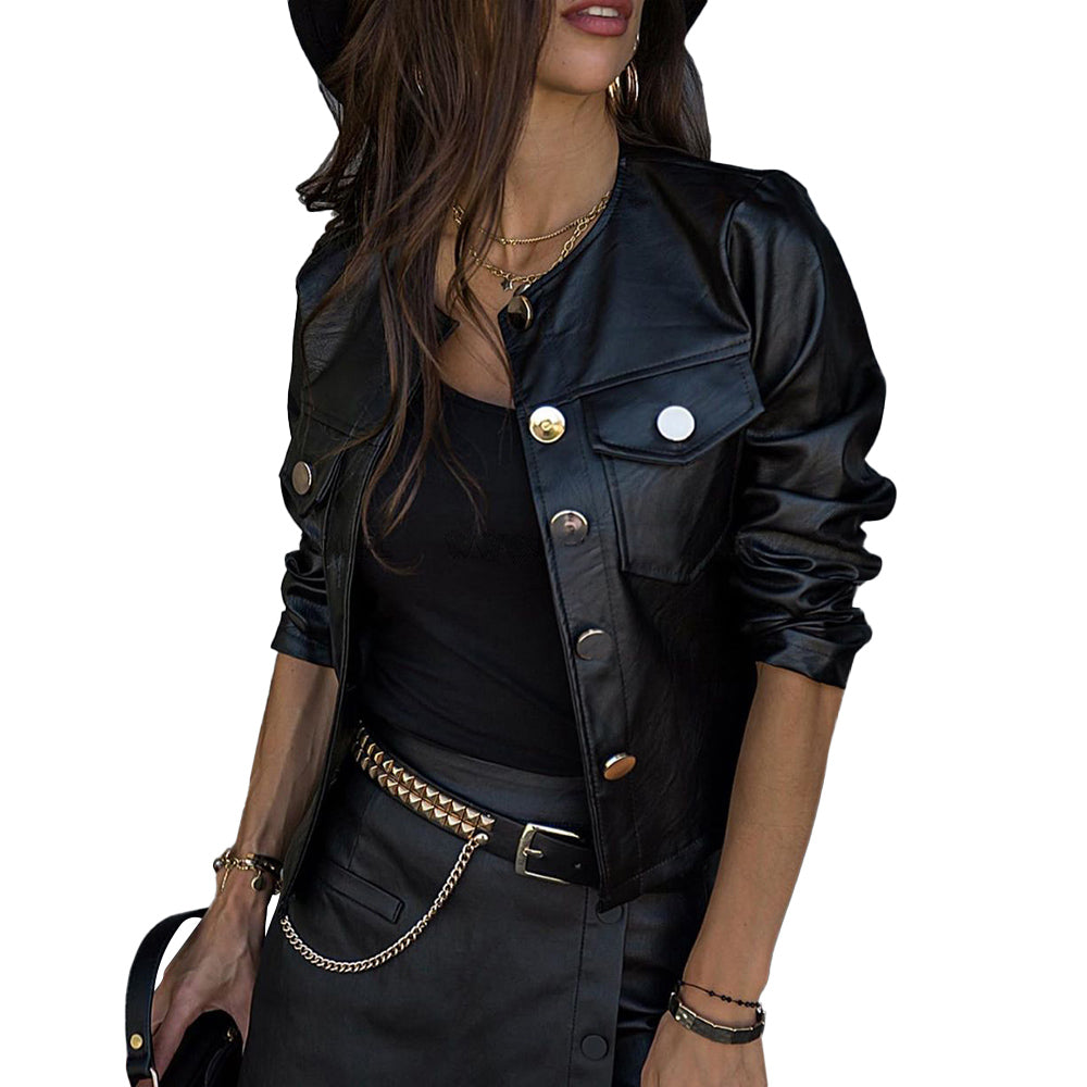 Fitted Women's Leather Moto Jacket - - Leather & Suede - Carvan Mart