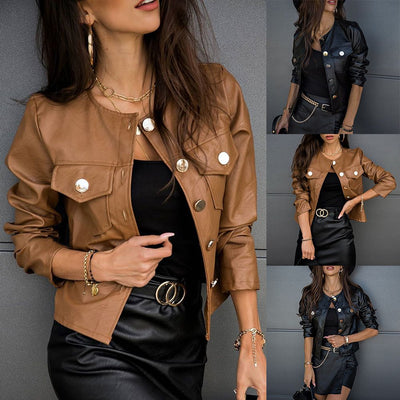 Fitted Women's Leather Moto Jacket - 