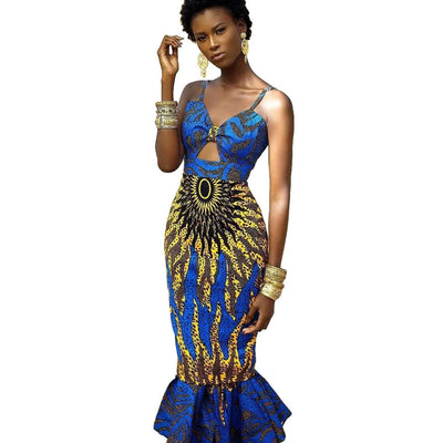 Fishtail Sling Party Dress - Sexy Digital Print Long Skirt for Special Occasions - Carvan Mart