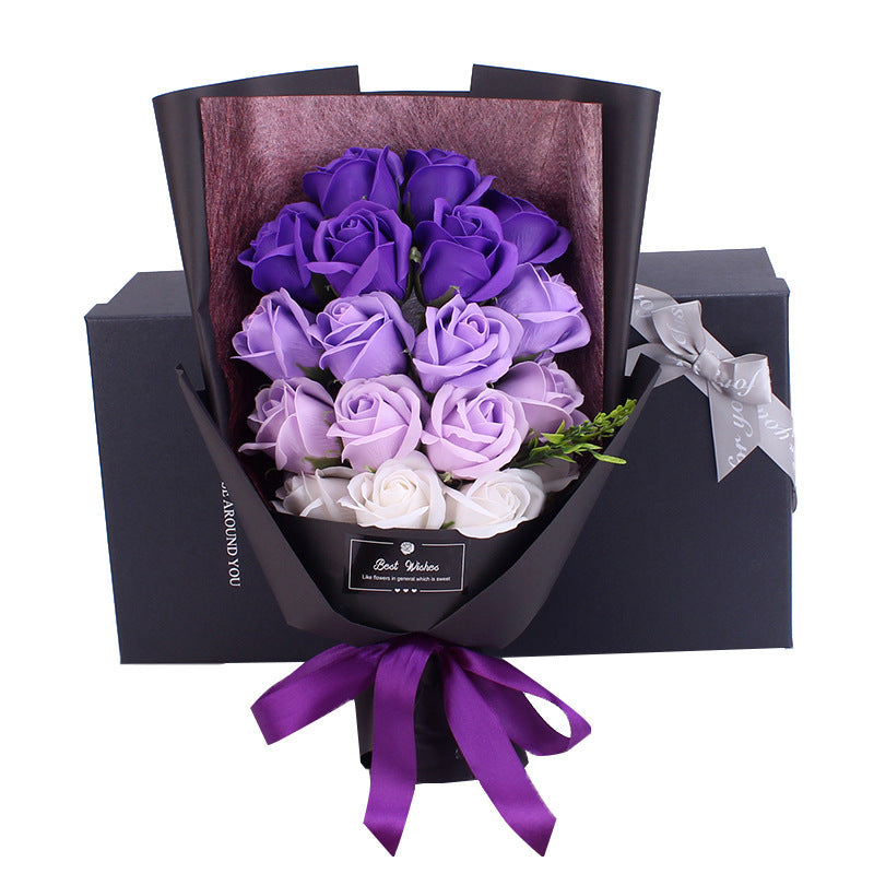 Gift Bundle Gift Box Creative Cross-border Gift Soap 18 Bouquet Soap Rose Flower - Gradient purple - Gift - Carvan Mart