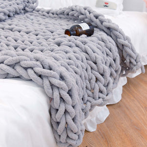 Handmade Coarse Yarn Knitted Chenille Rod Knitted Yarn Sofa Cover Blanket - Carvan Mart